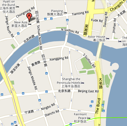 Landkarte des des New Asia Hotel Shanghai s
